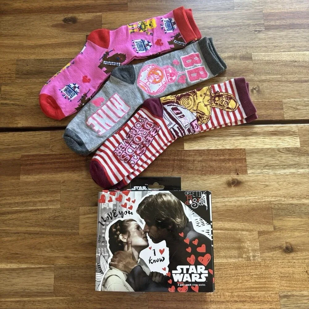 Disney Star Wars 3 Pairs Of Socks Women’s Size 4-8 BB 8 /C3PO / R2D2 DAMAGED BOX